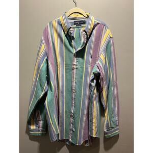Ralph Lauren Oxford Shirt Mens XXL 2XL Multicolor Stripe Button Up Heritage